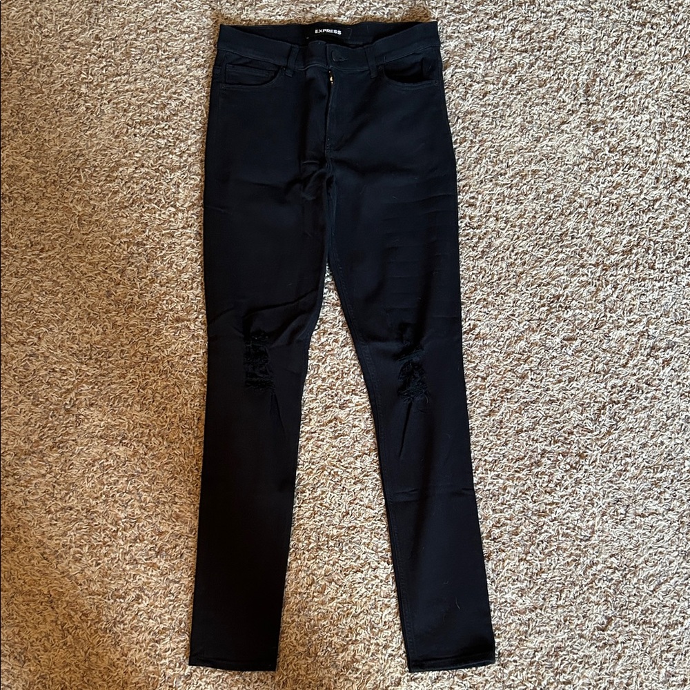 Express Black Ripped Skinny Jeans